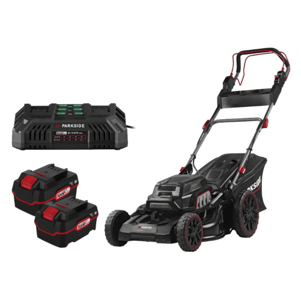Cordless lawn mower 40 V with 2 batteries and 1 charger
